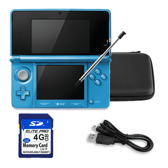 Restored Nintendo 3DS Handheld Video Game Console with Carrying Case and 4GB SD, Light Blue (Refurbished)