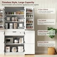 thumbnail image 3 of 72" Tall Farmhouse Kitchen Pantry Cabinet with 8 Door Shelves, Curved Design Storage Cabinet with 3 Adjustable Shelves, Hidden Drawer, Versatile Cupboard for Kitchen, Dining & Bathroom, White, 3 of 9