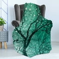thumbnail image 4 of Tree Soft Flannel Fleece Throw Blanket, Monochrome Illustration of Stars with Winter Bare Branches, Cozy Plush for Indoor and Outdoor Use, 50" x 70", Sea Green Dark Teal, by Ambesonne, 4 of 5