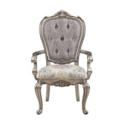 ACME Ariadne 18.75 Fabric/Wood Side Chair in Platinum Silver/Gray (Set of 2)
