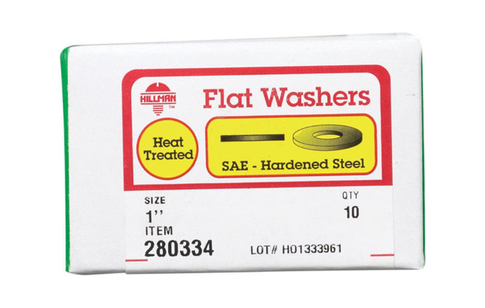 Hillman 1 In. SAE Hardened Steel Yellow Dichromate Flat Washer (10-Count) 280334