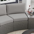 thumbnail image 6 of Martha Stewart Set of 2 Indoor-Outdoor Modular Patio Curved Sectional Sofa Seats in Gray Rattan Wicker with Gray All-Weather Cushions, 6 of 12
