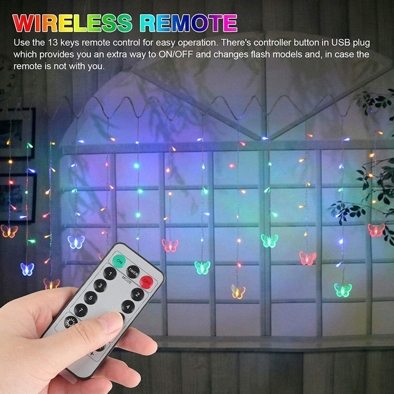 Butterfly Curtain Fairy Lights Usb Plug In8 Modes 12led 197ft...