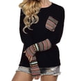 thumbnail image 5 of Xuanfei Women Crew Neck Vintage Splice Print Long Sleeve Blouse, 5 of 6