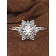 thumbnail image 1 of S925 Sterling Silver Creative Snowflake Design Ring Decorated With Diamond For Women, 14k Gold Plated, 1 of 3