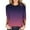 Purple, variant on Womens Casual Fashion Gradient Printing O Neck Three Quarter Sleeve Tops T Shirt Blouse Shirts Women for Short Sleeve Scrub Jackets Shirt Women Long Sleeve Womens Summer T Shirts Long Sleeve