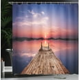 thumbnail image 3 of Ambesonne Dock Shower Curtain, Panoramic Lake Old Pier Sunset, 69"Wx75"L, Violet Blue Coral Camel, 3 of 4