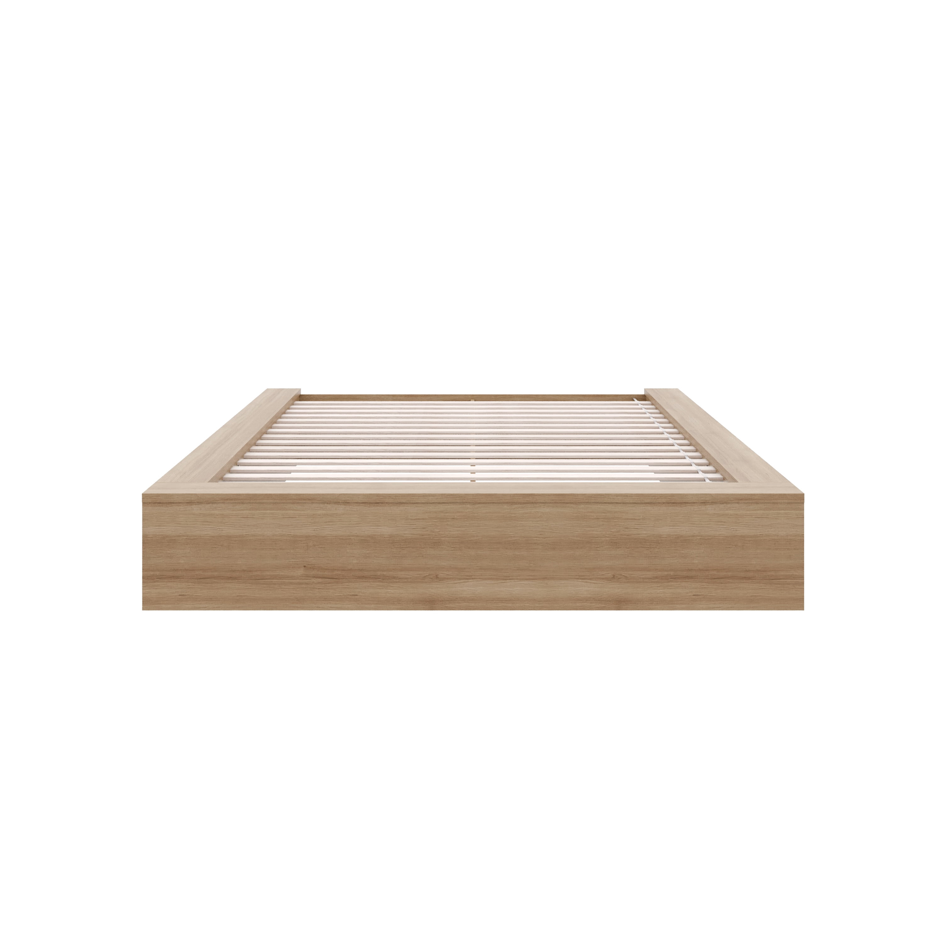 Nexera James Queen Size Platform Wood Bed Frame, Brown Oak