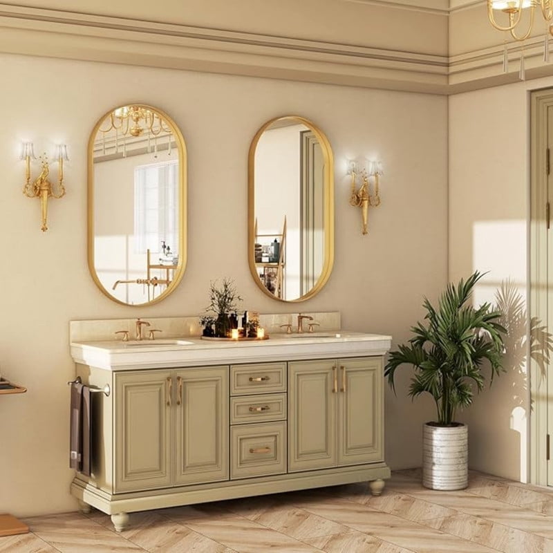 Lumora 38"x 22" Oval Bathroom Mirror Wall Mirror Deep Frame Hanging,Gold