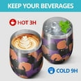 thumbnail image 4 of 12oz Stemless Wine Tumblers Purple Halloween Black Cats and Pumpkins Vacuum Insulated Stainless Steel Travel Tumbler Cups Mug with Lid and Straw for Champaign,Cocktail,Beer with Cleaning Brush, 4 of 5