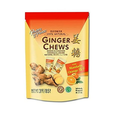 - 5 Pack Prince of Peace Mandarin Orange Ginger Chewy Candy All Natural 3oz each