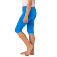 thumbnail image 2 of SROBPTY Teen Girls Summer Shorts Solid Elastic Waist Knee Length Pants for Everyday Wear, 2 of 4