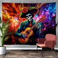 thumbnail image 6 of Y YUNHSOM Blacklight Skeleton Musician Tapestry UV Reactive Fantasy Wall Tapestry for Bedroom Living Room Wall Decor(70" x 90"), 6 of 8