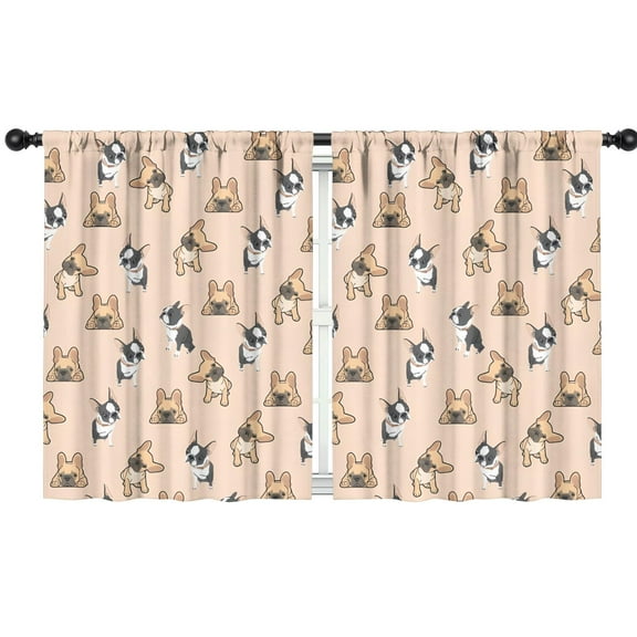 Blackout Kids Curtains,French Bulldog Dog Childrens Insulated Curtains Set Of 2,Bedroom Essentials,Toddler Room Decor 42x54in(106x137cm)