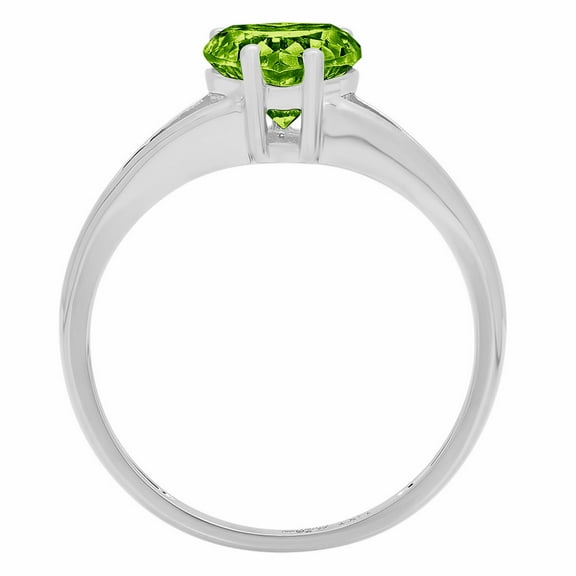 1 ct Heart Cut Natural Peridot Solitaire Engagement Ring for Women in 18K White Gold