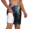 thumbnail image 2 of Balery Colorful Ink Style Dragon Mens Swim Trunks Swim Shorts for Men Quick Dry Inseam Beach Shorts with Compression Liner Pocket-3X-Large, 2 of 9