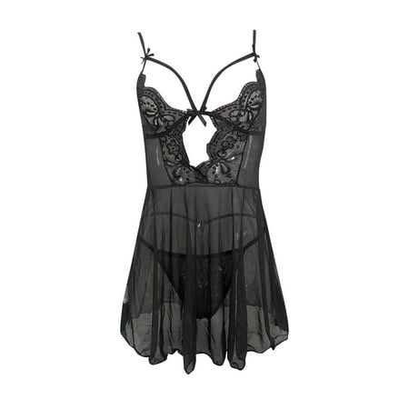 CZSCPDAW Womens Nightgown Sexy Sleepwear V Neck Sleepshirt Plus Size Sexy Mesh Sheer Nightgown For Women Strap Lingerie Hollow Out Sleepwear Seductive Homewear