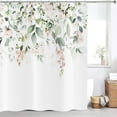 thumbnail image 2 of Spring Eucalyptus Shower Curtain, Sage Green Eucalyptus Leaves Botanical Plants with Pink Flowers on The Top Fabric Bathroom Curtain Home Decor Waterproof Washable with 12 Hooks, 2 of 6