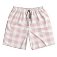 thumbnail image 3 of Uemuo Pink Checkboard Pattern Men's Swim Trunks Hawaiian Beach Bathing Suit Swimsuits Beach Quick-Dry Shorts with Pockets-, 3 of 9