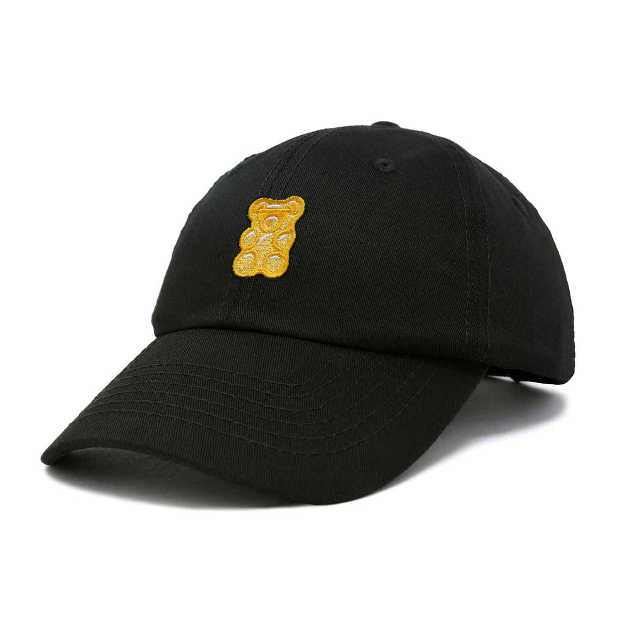 Dalix Yellow Gummy Embroidered Cotton Dad Hat Baseball Cap Adjustable Womens in Black
