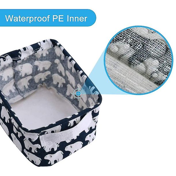Cesta de almacenamiento de 4 piezas, organizador de caja de almacenamiento de tela con 2 S en ambos lados, caja de almacenamiento impermeable plegable para niños pequeños