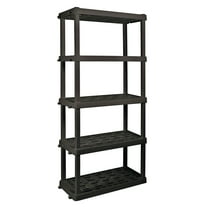 Hyper Tough Plastic Storage Shelves Garage Shelving Unit 5-Tier 73.80"H x 17.75"D x 36"W Black 750 lb Total Capacity