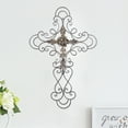 thumbnail image 3 of Joveco Black Scrolled Flower Cross Metal Wall Decor - Art Oblong Living Room Home Decoration, 3 of 6