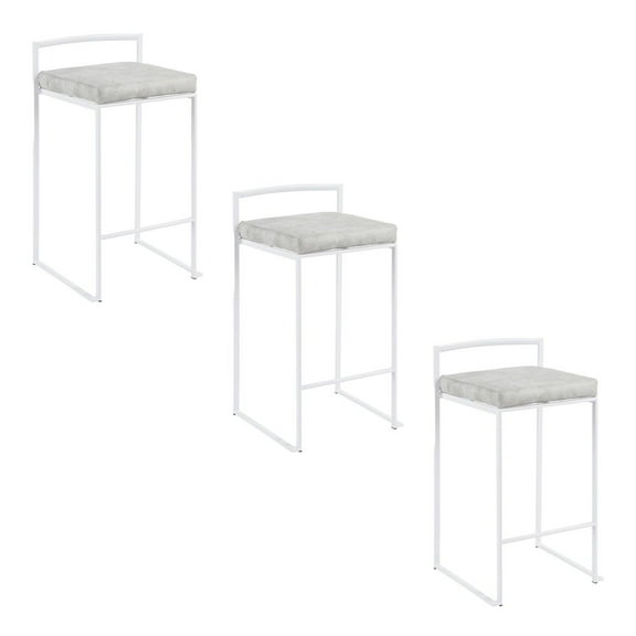 LumiSource Fuji Stacker 26" Fixed-Height Counter Stool - Set of 3