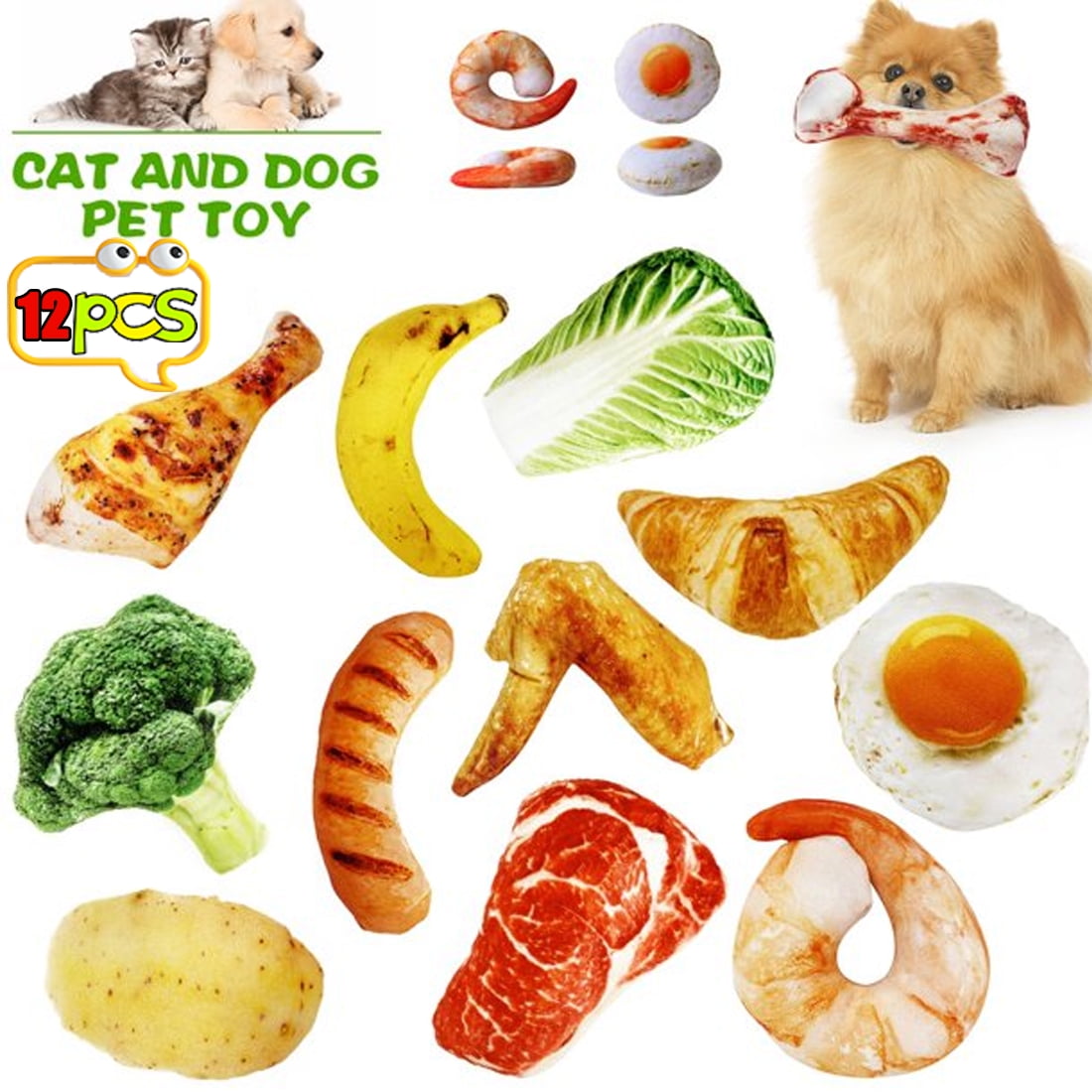 SUTENG 12 Pack Dog Squeaky Toys, Plush Chew Puppy Toys, Stuffed Dog Toy