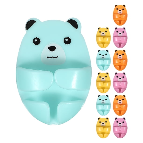 12 ganchos adhesivos para enchufes de pared, con forma de oso, para cocina, escritorio, oficina y coche