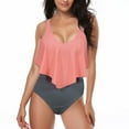 thumbnail image 2 of CAICJ98 Maillots de Bain pour Femmes Maillots de Bain une Pièce à Col en V Froncé pour Femmes Rose,m, 2 of 5