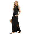 thumbnail image 2 of Vestido largo maxi de verano GRECERELLE, holgado, con abertura lateral, negro, talla L, 2 of 6