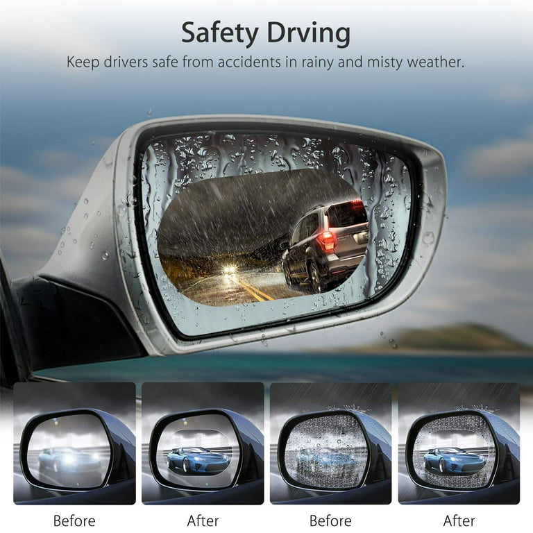 2PCS Car Rear View Mirror Film, Anti Fog Protective Film for Car Rainproof  Waterproof, Anti-Fogging, Anti-Mist Anti-Dazzle