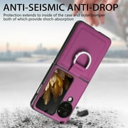 for Oppo Find N3 Flip Case with Ring, Slim PU Leather Protective Cover Phone Case Oppo Find N3 Flip ZH Black