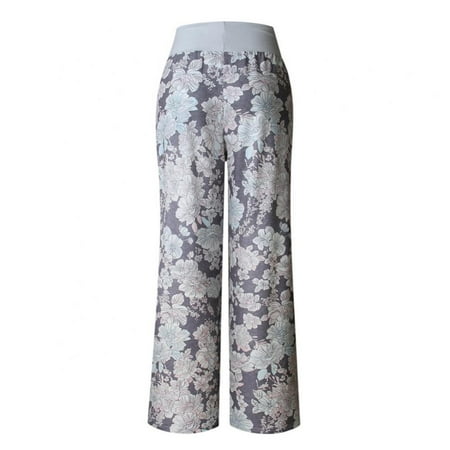 

Linen Purity Women s Comfy Casual Pajama Pants Floral Print Drawstring Soft Lounge Pants Wide Leg