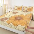 thumbnail image 3 of Manfei Retro Western Flower Bed Sheets for Female, Orange Groovy Daisy Floral King Sheets, Plant Botanical Sheet Set, Microfiber Bedroom Decor, 4pcs, 3 of 7