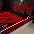 thumbnail image 3 of Erosebridal Polka Dot Spider City Zipper Twin Comforter Sets with Fitted Sheet and 2 Pillowcases for Boys Girl, Red Halloween Comic Town Zipper Bedding Set, Black Reversible, 4-Piece, 3 of 7
