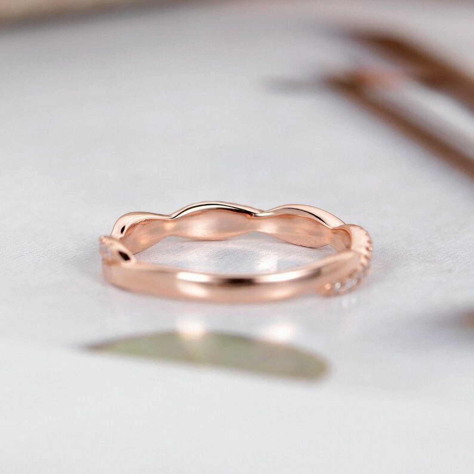 HeartsAndYou 1ct Round Cut Moissanite Engagement Ring for Women Twisted Rope Infinity 18k Rose Gold Over Silver