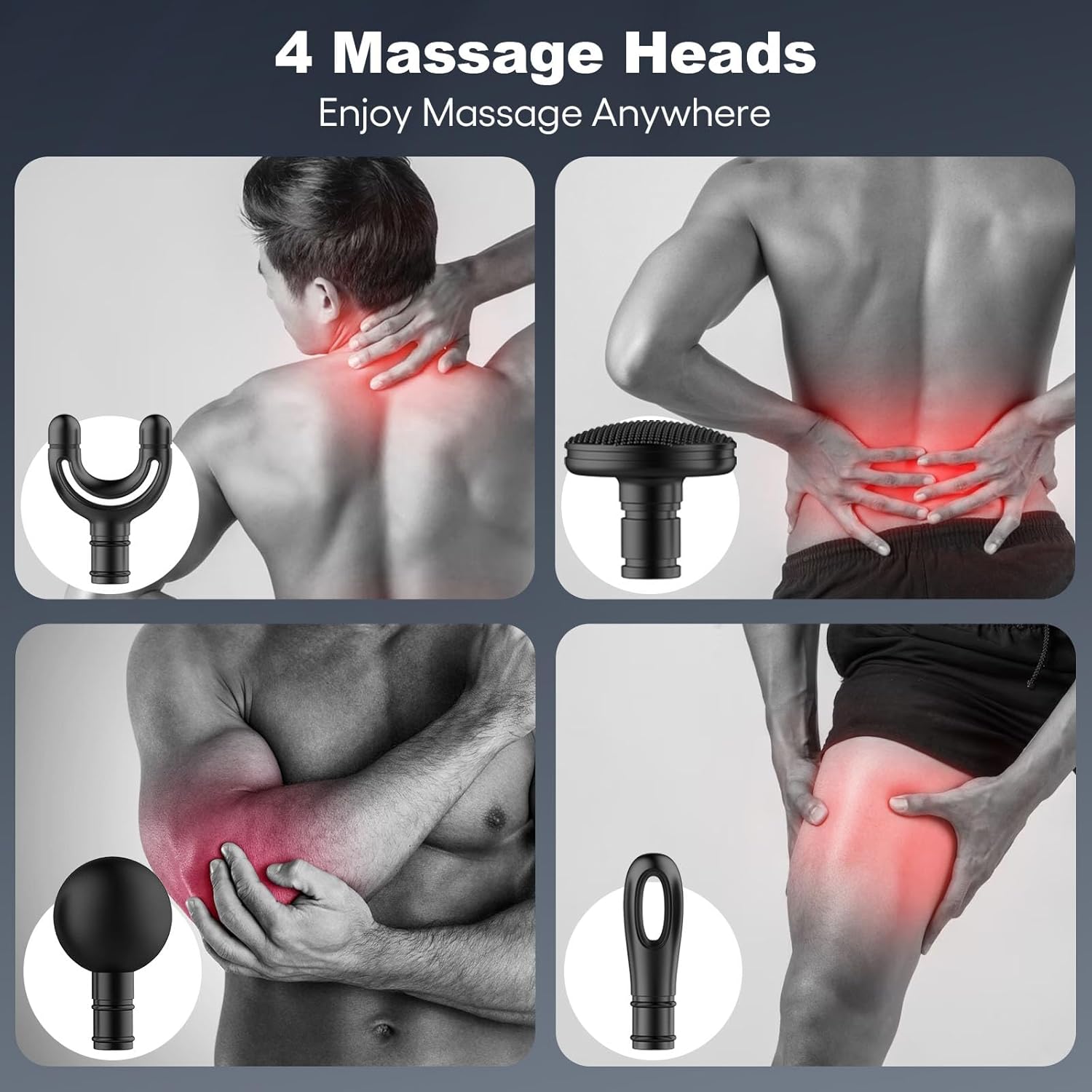 Massage Gun Deep Tissue with Extended Handle Revolutionary U-Shaped Back Massager Body Massager for Neck and Shoulder and Leg
