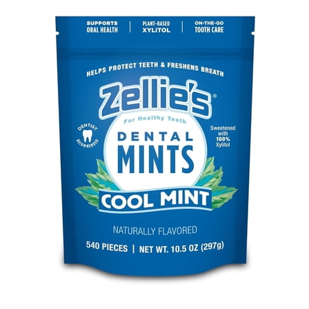 Zellies Xylitol Breath Mints, Cool Mint Flavor, Single Pouch, 540 Count
