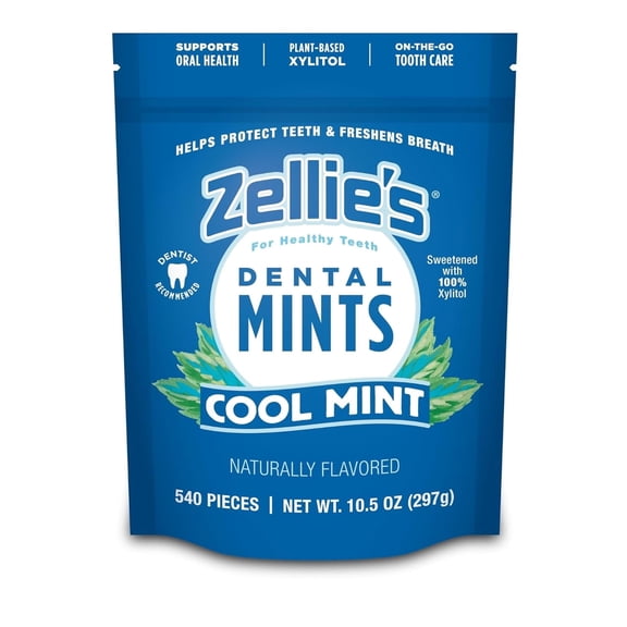 Zellies Xylitol Breath Mints, Cool Mint Flavor, Single Pouch, 540 Count
