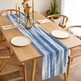 thumbnail image 3 of Blue Gray Table Runner - 90 Inch Long, Kitchen Dining Table Runner Dresser Scarves, Modern Simple Abstract White Ombre Texture Farmhouse Decor for Coffee Tables Wedding Party Banquet, 3 of 8