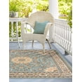thumbnail image 3 of Unique Loom Outdoor Traditional Collection Area Rug - Wisdom (10'  Square Blue/Ivory), 3 of 9