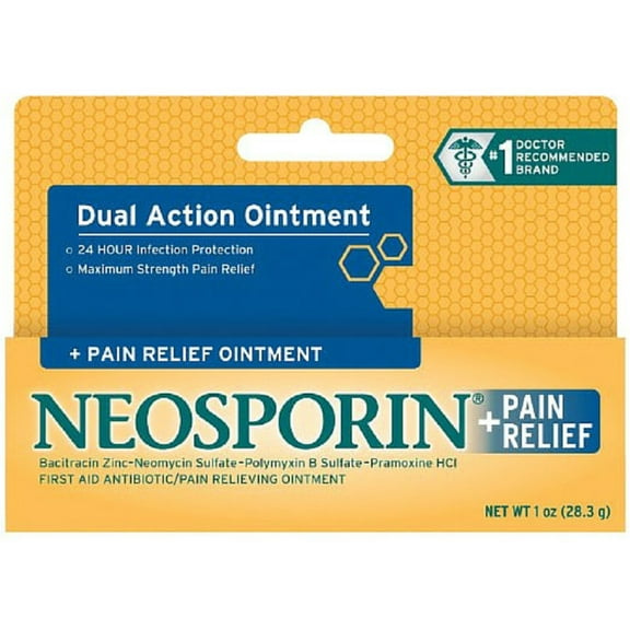 Neosporin Plus Pain Relief, Maximum Strength Antibiotic Ointment 1 oz (Pack of 4)