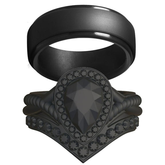 Ringheart Black Silicone Ring for Couples - Sports Silicone Ring for Men and Women - Couple Rings - Matching Rings