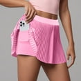 thumbnail image 4 of TTUHYWXI Pleated Tennis Skirt High Waisted Golf Skirts with Shorts Pockets Casual Workout Athletic Skorts for Woman (Pink1, S), 4 of 4