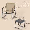 thumbnail image 3 of Asofer 3 Pieces Rocking Sets，Bistro Patio Furniture with 2 Outdoor Rocking Chairs and 1 Glass Coffee Table for Porch Deck Lawn，Poolside, Porch, Lawn, 3 of 7