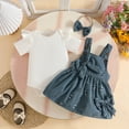 thumbnail image 6 of Gerichy Toddler Baby Girl Clothes Short Sleeve Knit Ribbed Tops Bowknot Suspender Skirt Dress Outfits 0-18 Months, 6 of 6