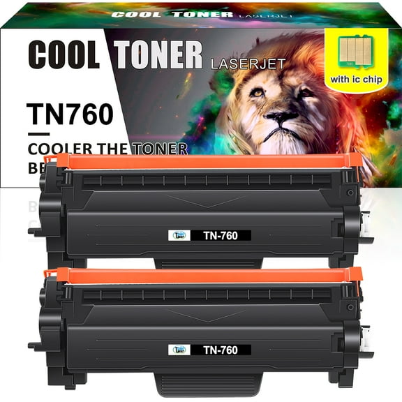 Cool Toner 2-Pack Compatible Toner Cartridge Replacement for Brother TN760 TN-760 HL-L2350DW L2370DW L2370DWXL L2390DW L2395DW, DCP-L2550DW, MFC-L2710DW L2730DW L2750DW L2750DWXL Printer Ink Black