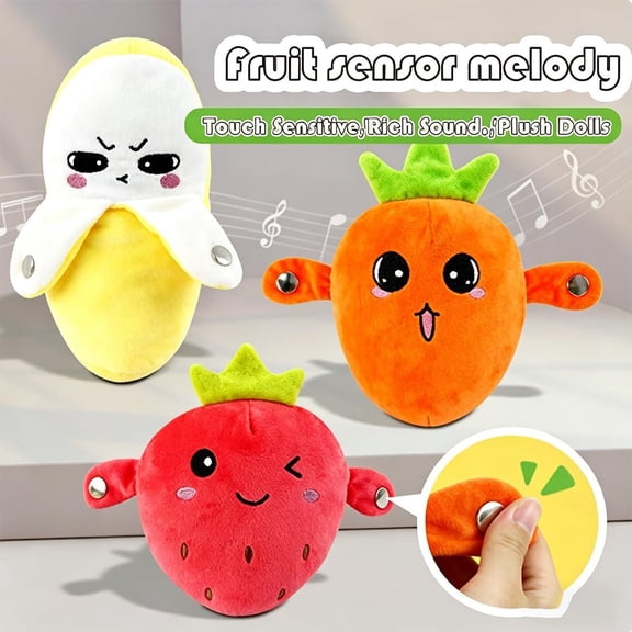 Musical Sensory Toys for Stress Relief, Interactive Banana Plush Toy with Sounds, Banana Soft Plush, Interactive Music Plush Toy for Gift